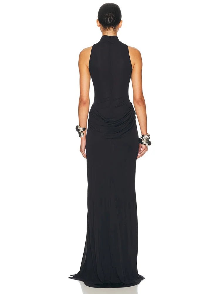 Off - Shoulder Pleated Maxi Dress - HalleBeauty